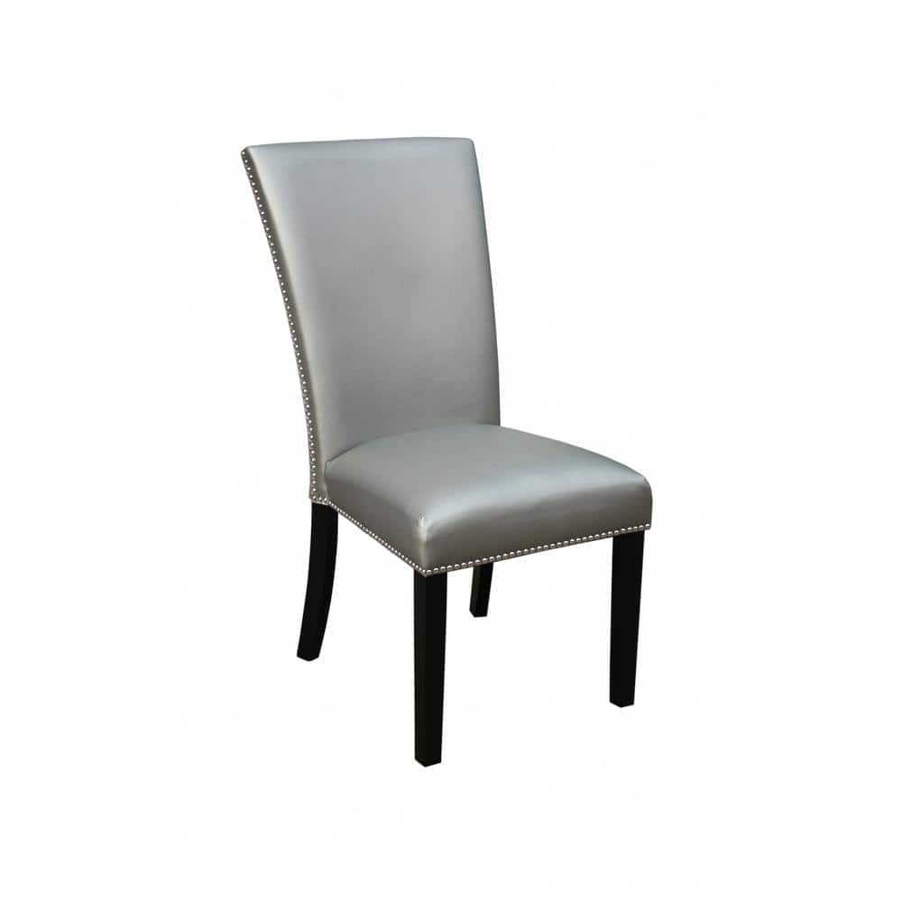 Camila Silver Faux Leather Upholstered Parsons Dining Chair Set
