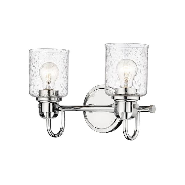 Unbranded Kinsley 14.5 in. 2-Light Chrome Vanity Light with Clear Seeded Glass Shades