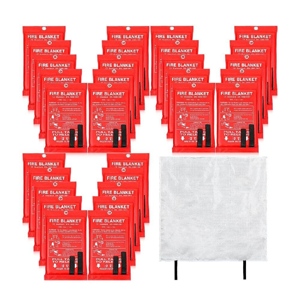 39 in. x 39 in. Fireproof Fire Blanket Set with Fiberglass Flame Retardant 