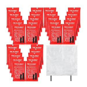 39 in. x 39 in. Fireproof Fire Blanket Set with Fiberglass Flame Retardant Cover for Emergency Use, Red (36-Piece)