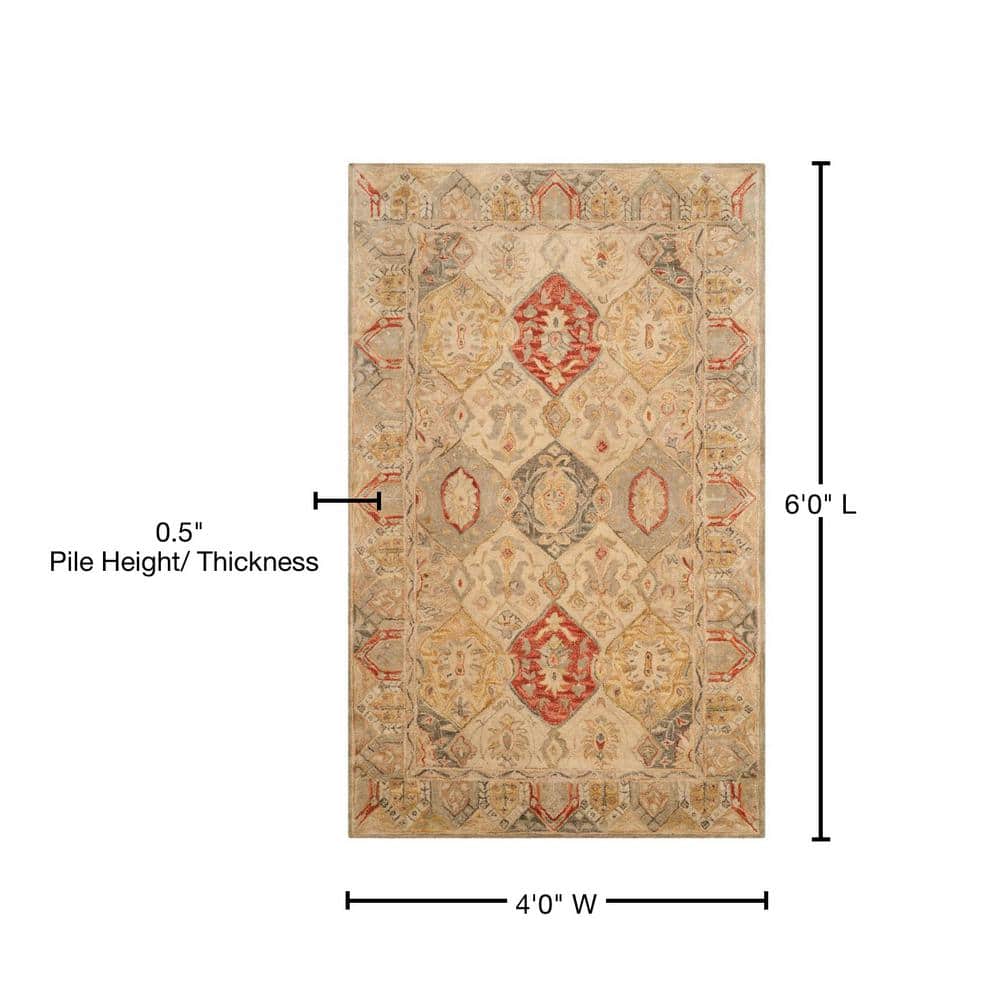 Handmade Tufted Round Red Wool Area Rug