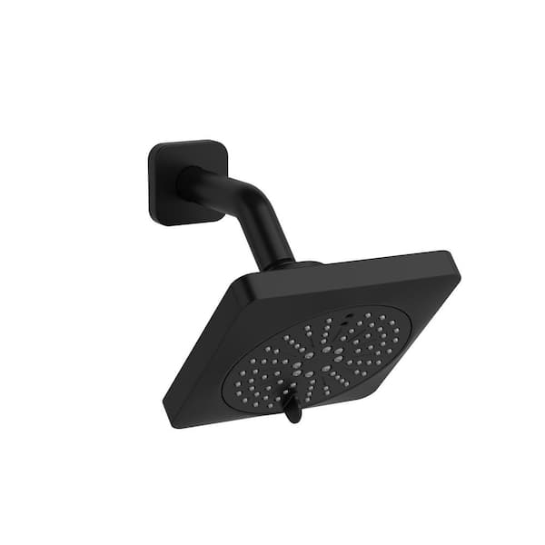 6-Spray Patterns 5.5 in. Wall Mount Fixed Shower Head in Black
