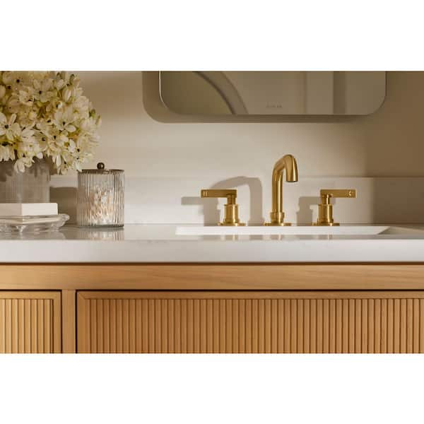 Castia By Studio McGee 8 in. Widespread Double Handle Bathroom Sink Faucet 1.0 GPM in Vibrant Brushed Moderne Brass
