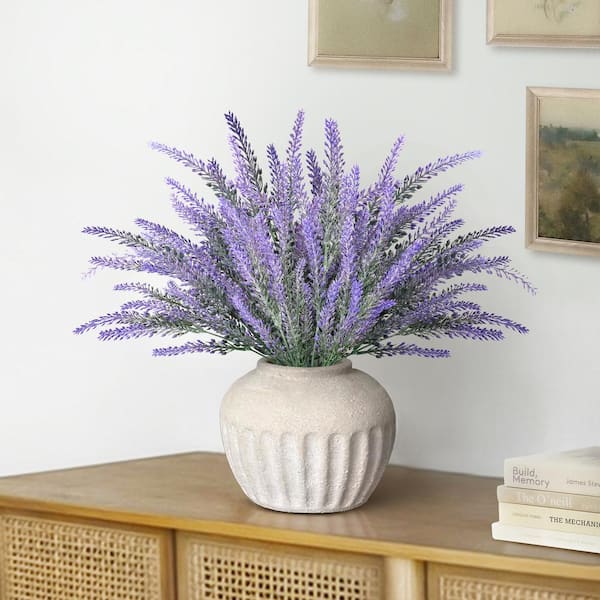 14.75 in. Purple Artificial Lavender Flower Stems Filler Bush Bouquet (Set of 6)