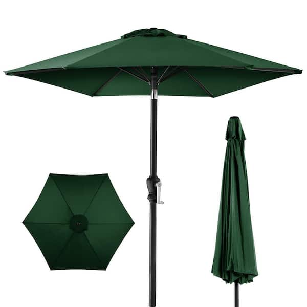 Green 7.5 ft. Outdoor Market Patio Umbrella with Crank and Tilt