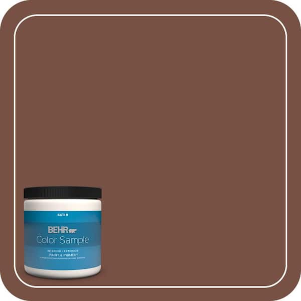 BEHR PREMIUM PLUS 8 oz. #S190-7 Toasted Pecan Satin Enamel Interior/Exterior Paint & Primer Color Sample