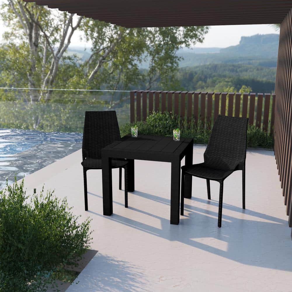 Kent Black Polypropylene Outdoor Stacking Dining Chair Set