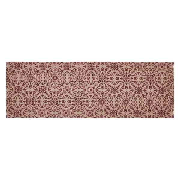 VHC Brands Custom House 8 in. W x 24 in. L Burgundy Jacquard Cotton Blend Table Runner