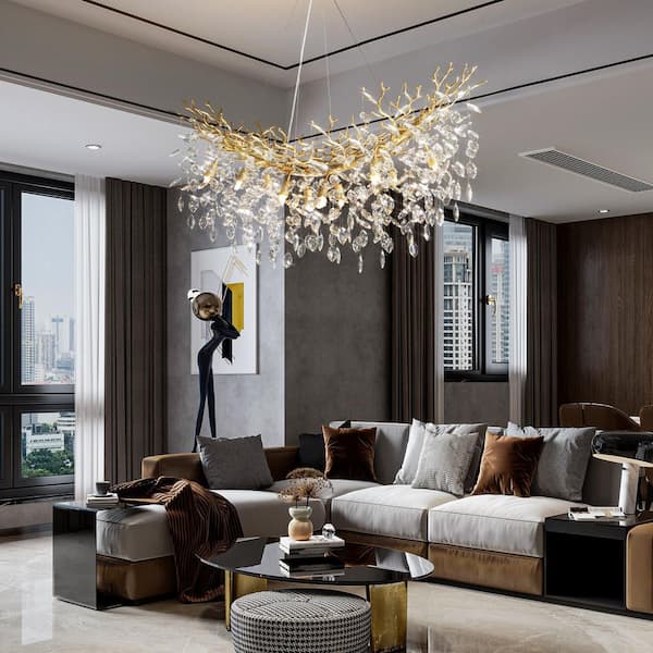 YUYI Modern Chandelier 43 in. 12-Light Gold Chandelier for Dinning