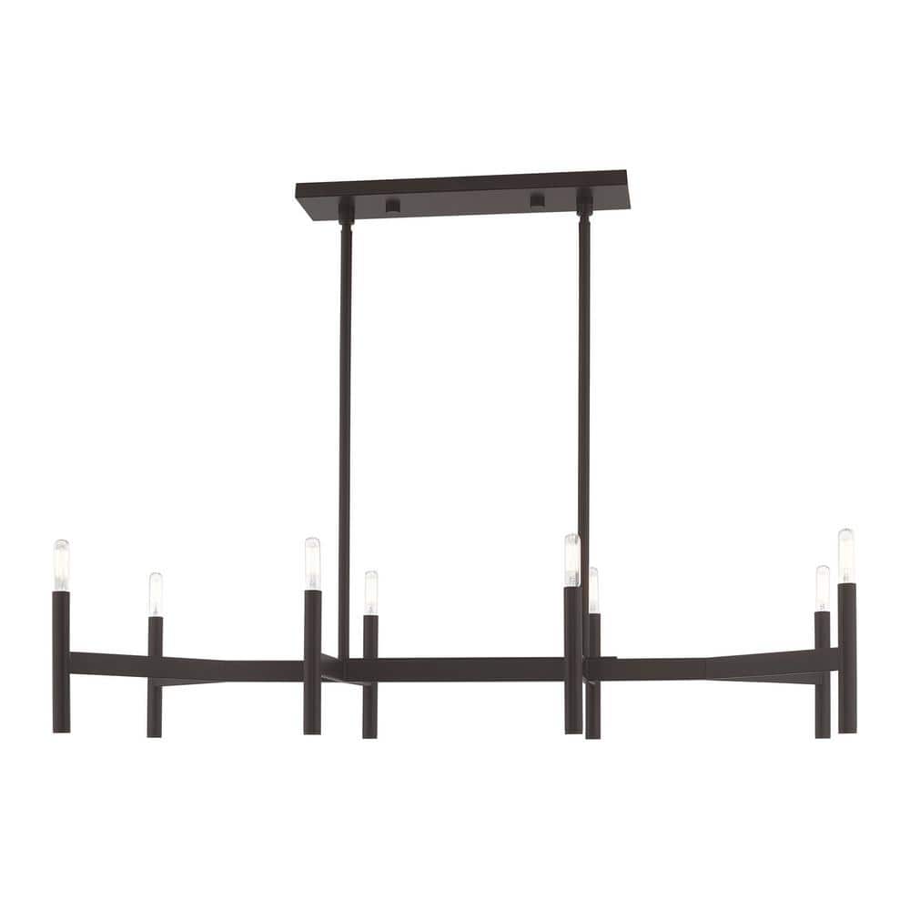 Copenhagen Bronze 8-Light Industrial Linear Chandelier