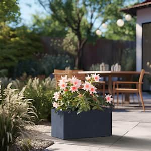Modern 12.5 in. High Large Tall Elongated Square Granite Gray Outdoor Cement Planter Plant Pots