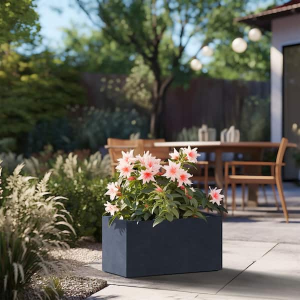 Sapcrete Modern 12.5 in. High Large Tall Elongated Square Granite Gray Outdoor Cement Planter Plant Pots