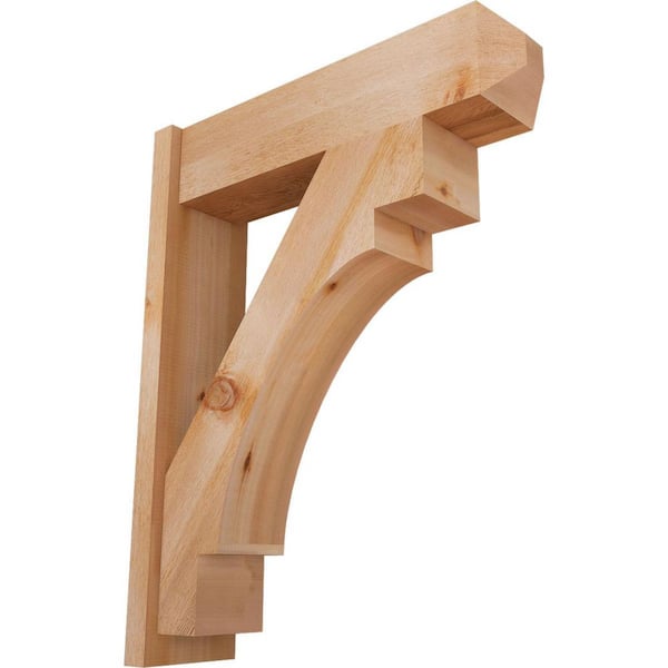 Ekena Millwork 8 in. x 38 in. x 30 in. Western Red Cedar Merced Craftsman Rough Sawn Outlooker