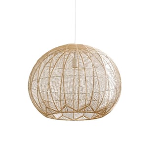 19.68 in. 1-Light Natural Rattan Goble Pendant Light with Shade