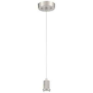 Port 9 Stark 9-Watt 1-Light Brushed Steel, Clear Frosted Tubed Integrated LED Pendant Light