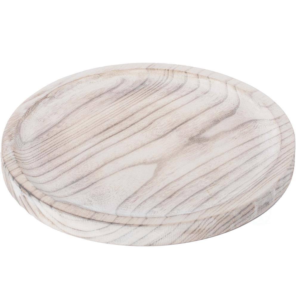 Rustic Paulownia Wood Round Display Tray, 11.75"