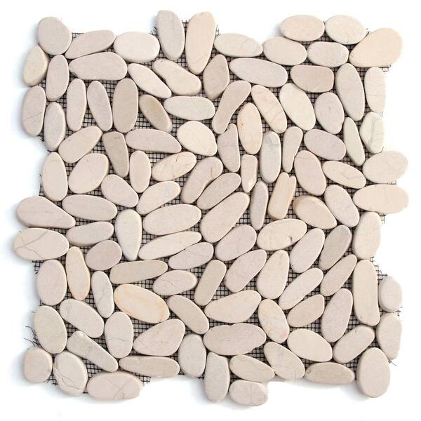 Solistone Kuala Raja White 12 in. x 12 in. x 12.7 mm Pebble Mosaic Floor and Wall Tile (10 sq. ft. / case)