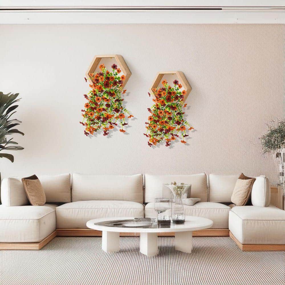 10 in. H Orange Brown Artificial Silk Daisies Hanging Flowers