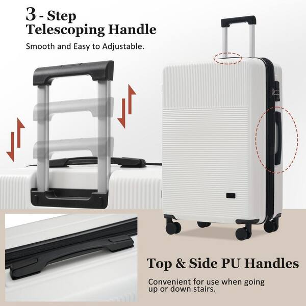 LIVACA 5-Piece White ABS Plastic Hardside Half-Opening Carry On