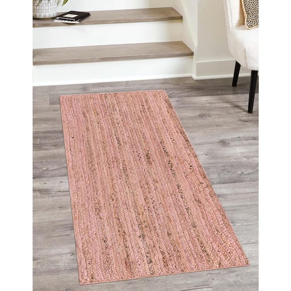 Braided Jute Dhaka Light Pink 2' 6 x 6' 1 Area Rug