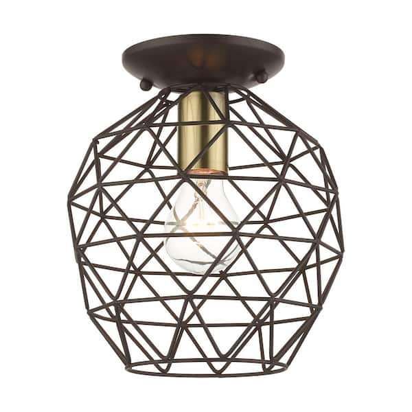 Livex Lighting Geometrix 1 Light Bronze Flush Mount