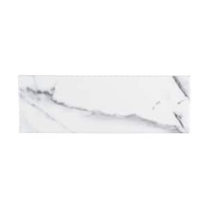 Carrara Inkjet White 4 in. x 12 in. Matte Ceramic Wall Tile (10.33 sq. ft./Case)