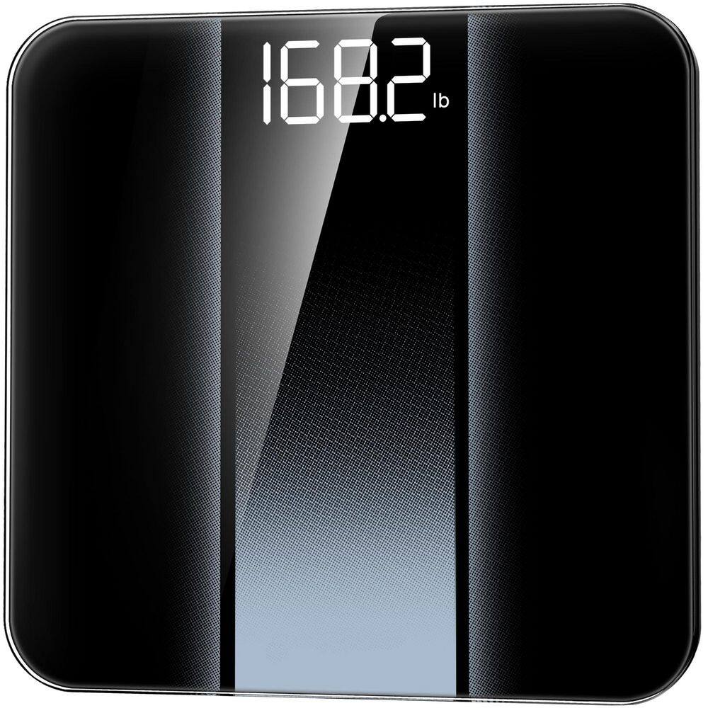 1-Piece Bathroom Accessory Set in Black, Digital Bathroom Scale for Body Weight with High Precision, Clear LED Display