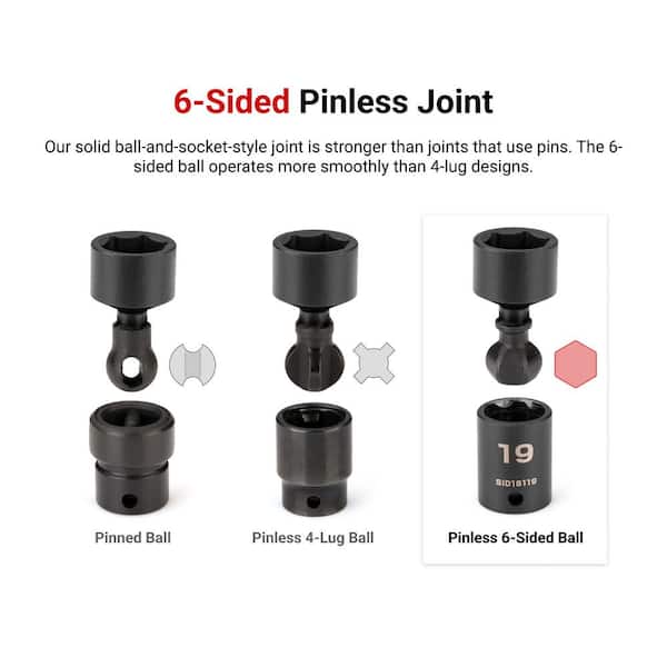 TEKTON 3/8 in. Drive x 15 mm 6-Point Universal Joint Impact Socket
