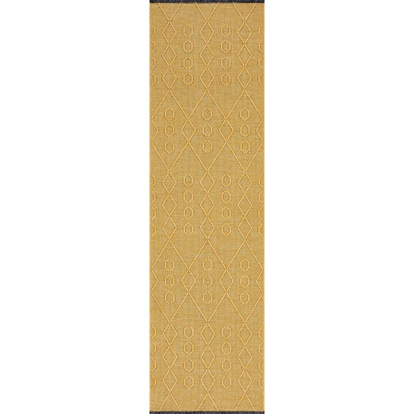 Tayse Rugs Alma Gold 2 ft. x 8 ft. Geometric Machine Washable Indoor Runner Rug