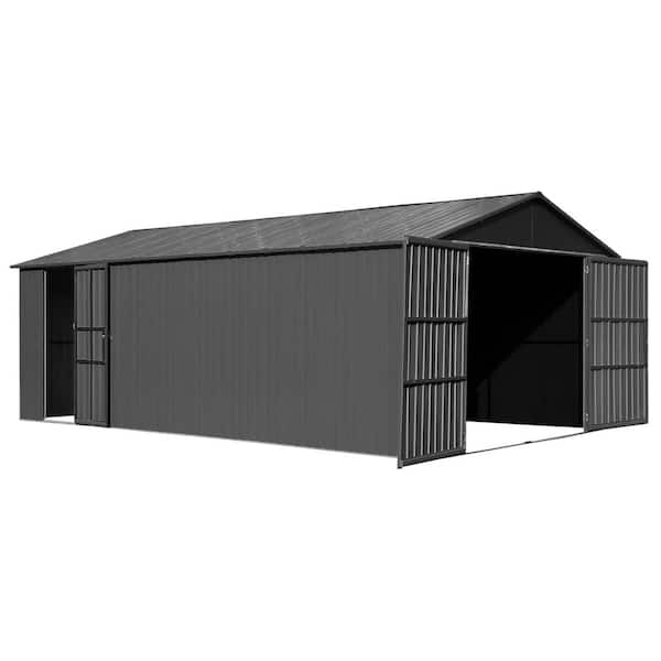 Mondawe 12 ft. W x 20 ft. D x 8.5 ft. H Dark Gray Roof Metal