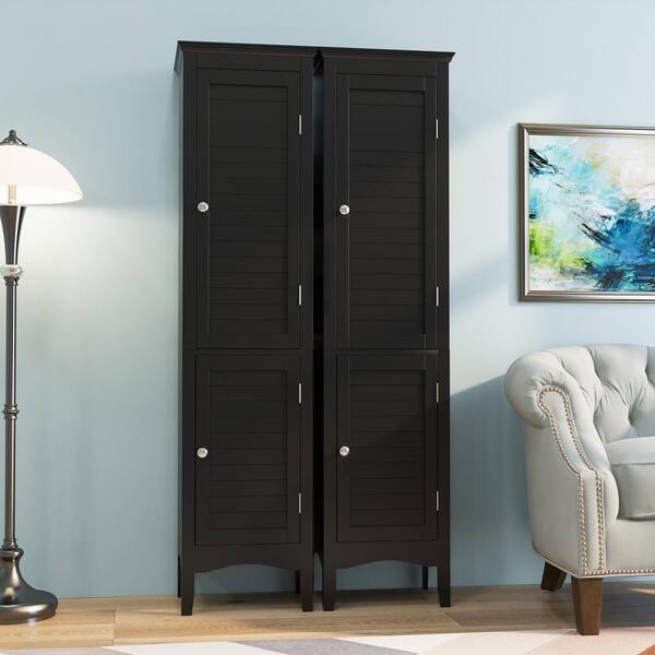 Costway 71'' Tall Tower Bathroom Storage Cabinet Organizer Display Shelves  Bedroom Black