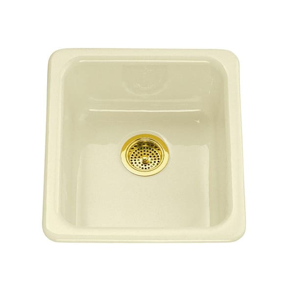 KOHLER Iron/Tones Beige Cast Iron 17 in. Single Bowl Drop-In, Undermount Kitchen Sink