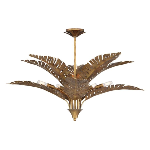 Breegan Jane by Savoy House Palmera 10-Light Gold Vein Chandelier with Metal Palm Leaf Shade