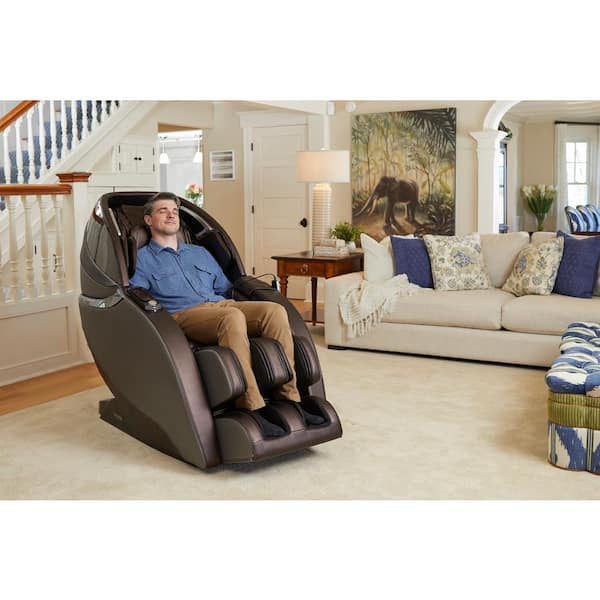 Infinity Evo Max 4D Massage Chair-Grey/Brown-Faux Leather