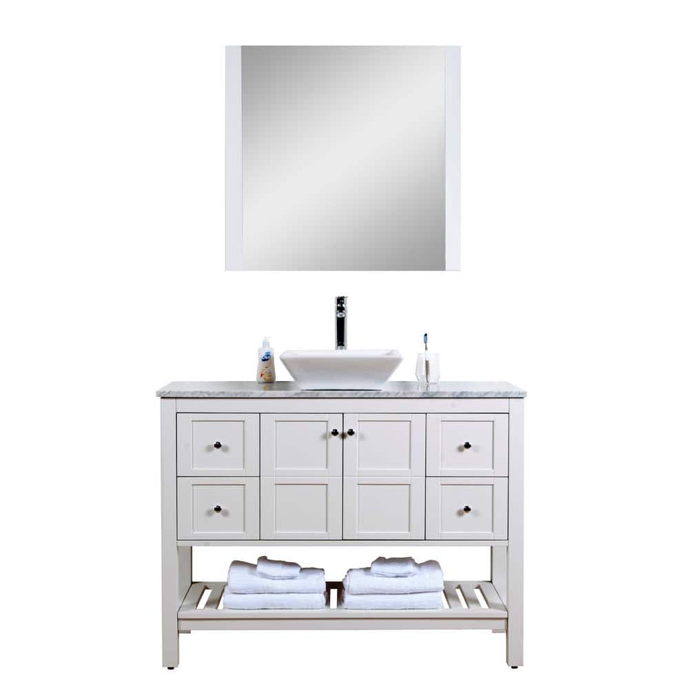 Manhattan 48 in. W x 18 in. D Bath Vanity with Marble Top with White