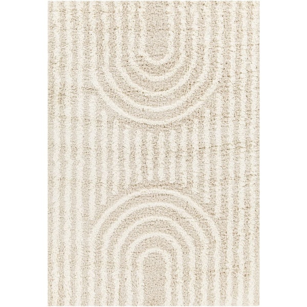 Livabliss Urban Shag Tan Modern 5 ft. x 7 ft. Indoor Area Rug
