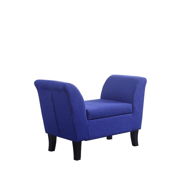 ORE International 39 in. Blue Fabric 1-Seater Settee with Slope Arms