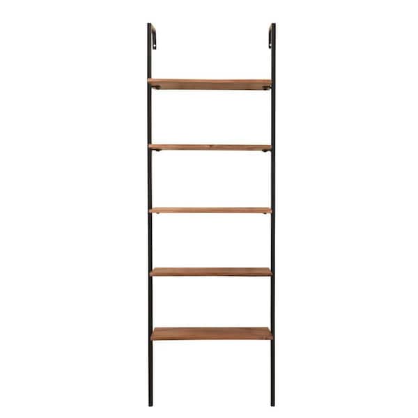 HomeRoots 72 in. Tall Brown Metal 5 Shelf Standard Bookcase