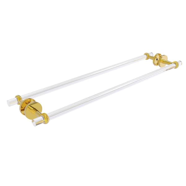 Allied Brass Clearview 30 in. Back to Back Shower Door Towel Bar with Twisted Accents in Polished Brass