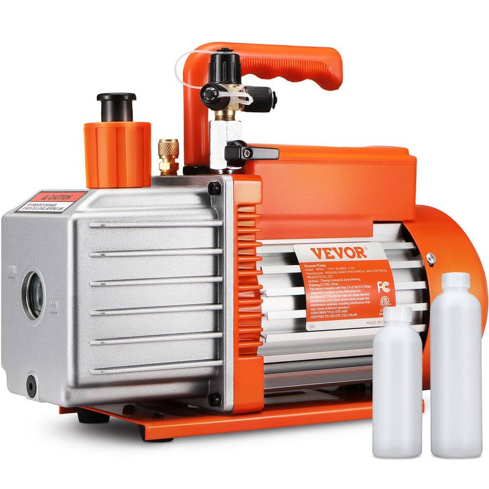 VEVOR 5 CFM Vacuum Pump 2 Stage 120-Volt Air Conditioning Vacuum Pump 1/2 HP 375 Watt Rotary Vane HVAC for Refrigeration HVAC -  YsWEokhTTZzUqo8