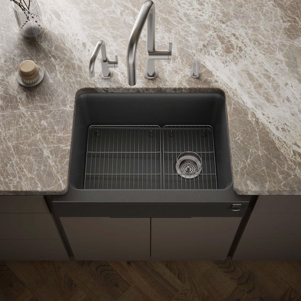 Cairn Granite Composite 29 .75 in. Single Bowl Undermount Kitchen Sink in Matte Graphite