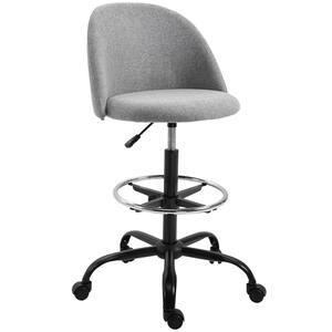 Gray Home Computer Chair Office Chair Adjustable 360° Swivel Cushion Chair with Black Foot Swivel Chair Without Wheels