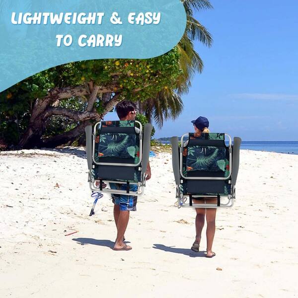 Costway Flower Metal Folding Backpack Beach Chair Table Set