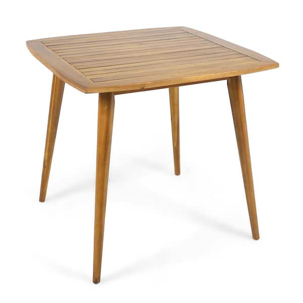 Brown Square Acacia Wood Dining Table with Straight Legs