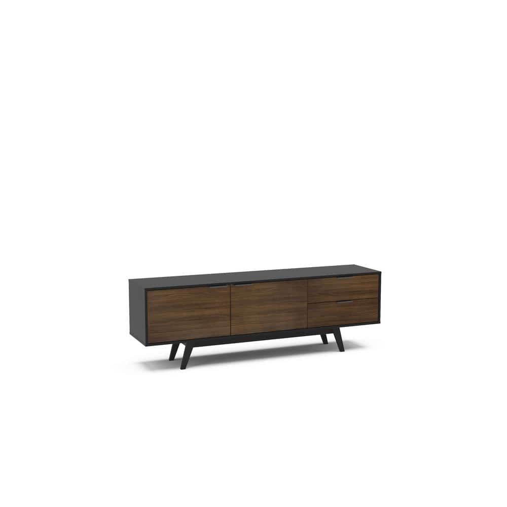 Lucas Black & Dark Brown 70 in. TV Stand with 2-Storage Drawers Fits TV's up to 78 in