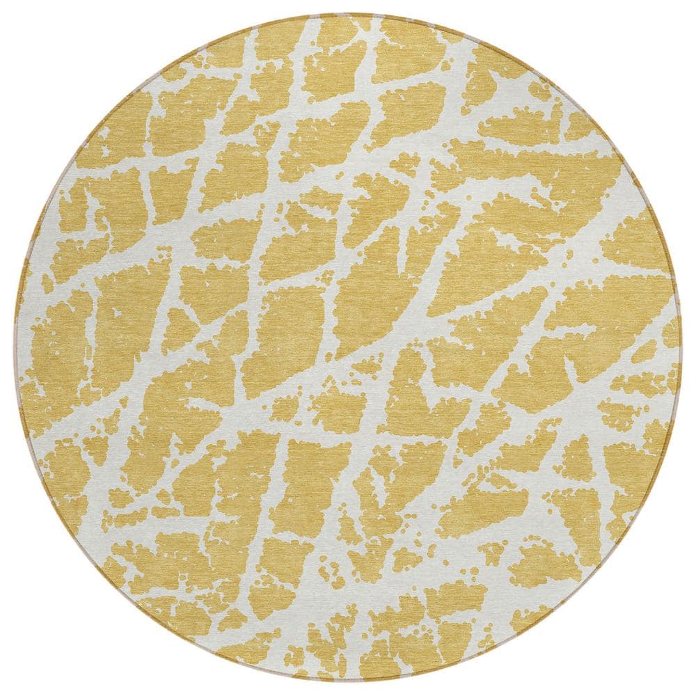 Chantille ACN501 Gold 8 ft. x 8 ft. Round Machine Washable Indoor/Outdoor G