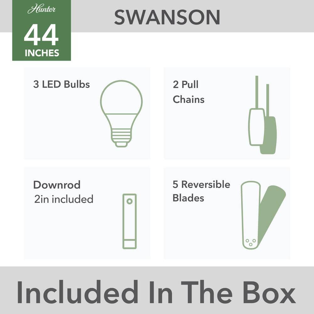 Swanson 44" Matte Silver Ceiling Fan with Reversible Blades and LED Light