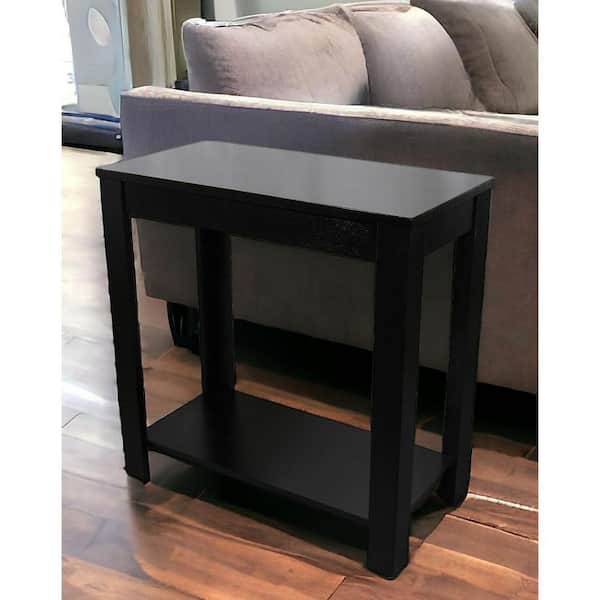 HomeRoots 24 in. Black Rectangle MDF End Table