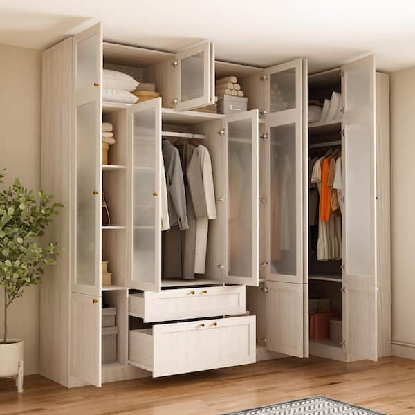 armoires & wardrobes dressing table design Amazon.com: XVD Armoire Wardrobe Closet with Mirror & Sensor Light, Bedroom Armoire with 5 Doors & 2 Drawers, Modern Wooden Large Wardrobe Closet with Shelves, 4 Metal Hooks, 2 Hanging Roods, Open