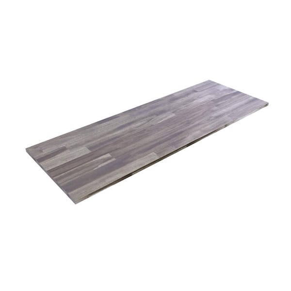 Interbuild 6 ft. L x 25.5 in. D, Acacia Butcher Block  Countertop in Dusk Grey with Square Edge